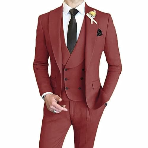 AufewB Men's Elegant Solid One-Button Slim Fit Party Suit Set