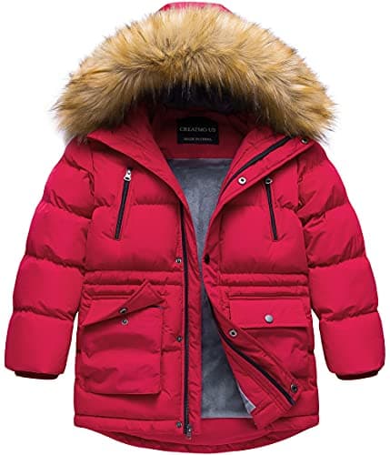 Creatmo US Boy's Winter Water Resistant Hooded Puffer Jacket