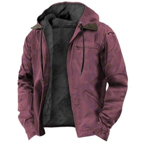 Thick Fleece Full Zip Hoodie for Men Sherpa Lined Warm Coat