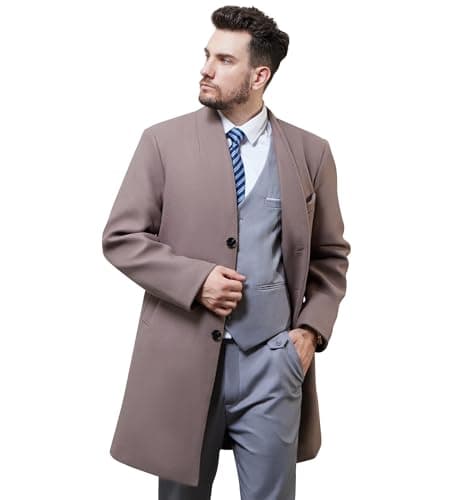 WULFUL Men's Slim Fit Wool Trench Coat Winter Coat