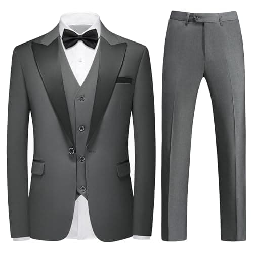 KUDMOL Men's Slim Fit One-Button Tuxedo Suit for Weddings and Proms