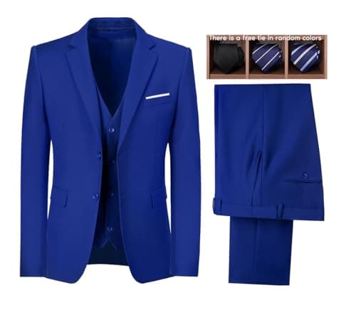 Wudli Mens Slim Fit 3-Piece Groomsmen Wedding Suit Notched Lapel Tuxedo Jacket Pants Vest Set