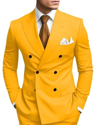 Double Breasted Suit Men Slim Fit 2 Piece Wedding Prom Set