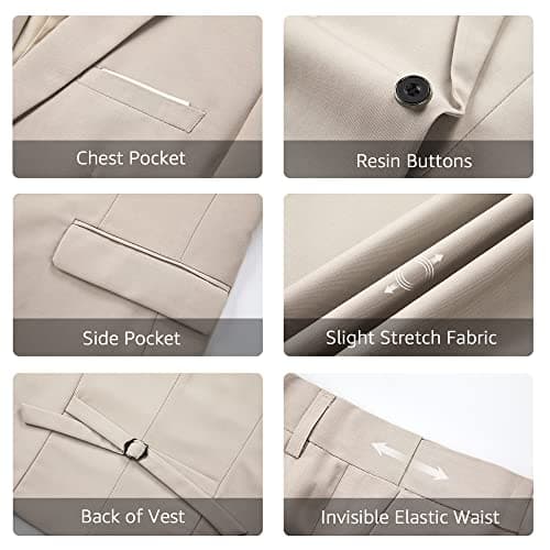 YND Men's Slim Fit 3 Piece Suit with Tie