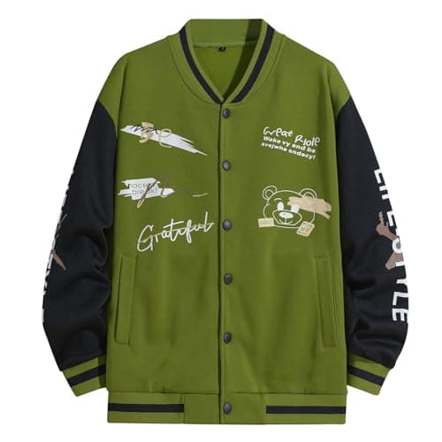 Xoxingysm Unisex Vintage Color Block Baseball Jacket