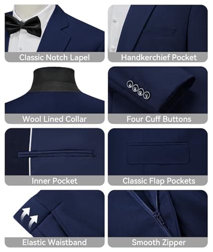 WEEN CHARM Slim Fit 2 Piece Men's Wedding Prom Tuxedo Set
