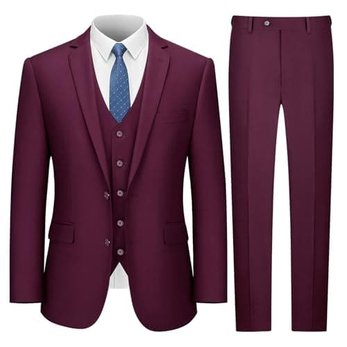 LUPURTY Men's Slim Fit 3 Piece Tuxedo Set for Business & Wedding