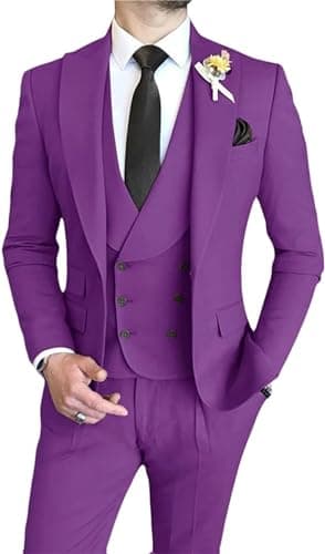 AufewB Men's Elegant Solid One-Button Slim Fit Party Suit Set