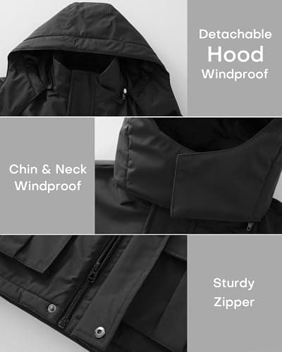 Wantdo Boys Winter Waterproof Windbreaker Snow Skiing Thick Warm Jacket with Removable Hood