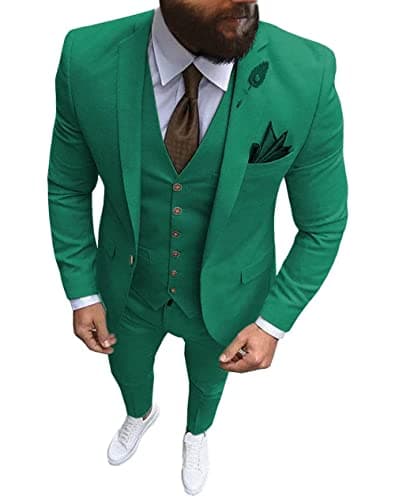 Wangyue Men's Slim Fit 3 Piece Suit Set