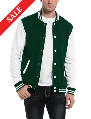 COOFANDY Men's Slim Fit Cotton Varsity Baseball Bomber Jacket