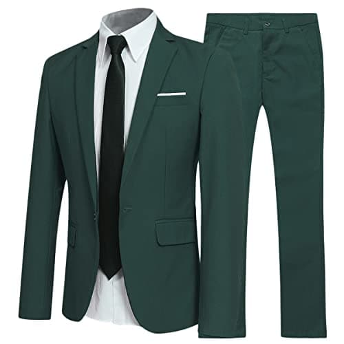 YFFUSHI Men's Slim Fit One-Button Casual Wedding Suit Set