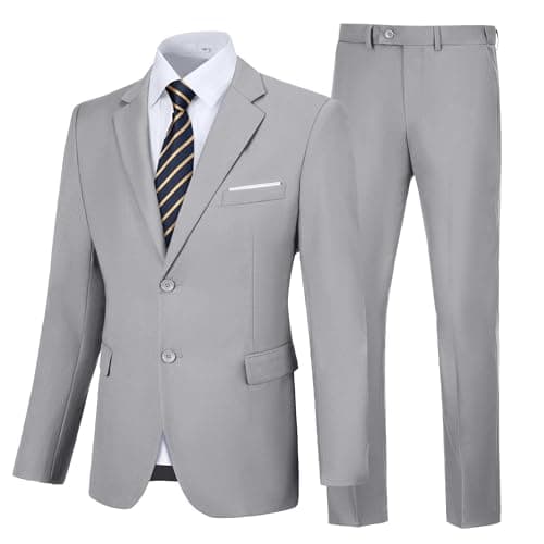Amyox Men's Slim Fit Two Piece Wedding Prom Suit Jacket & Pants Set