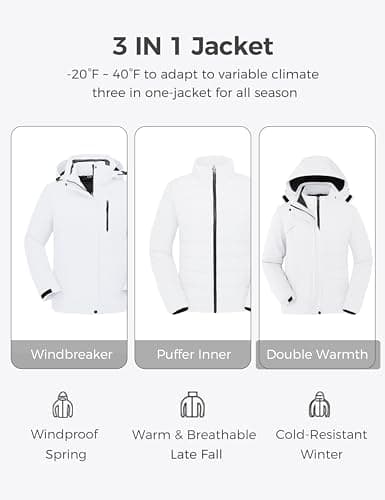 Women's 3-in-1 Plus Size Winter Waterproof Ski Jacket