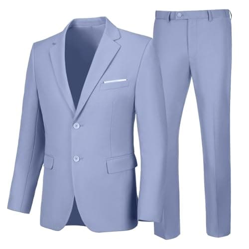 Elionm Men's Slim Fit 2-Piece Business Wedding Tuxedo Suit Jacket and Pants