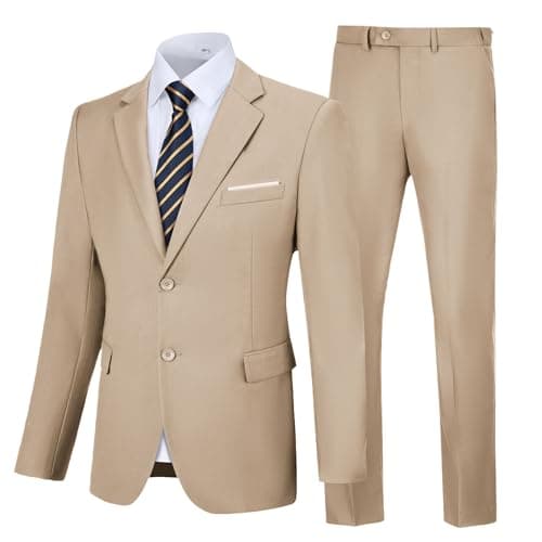 Amyox Men's Slim Fit Two Piece Wedding Prom Suit Jacket & Pants Set