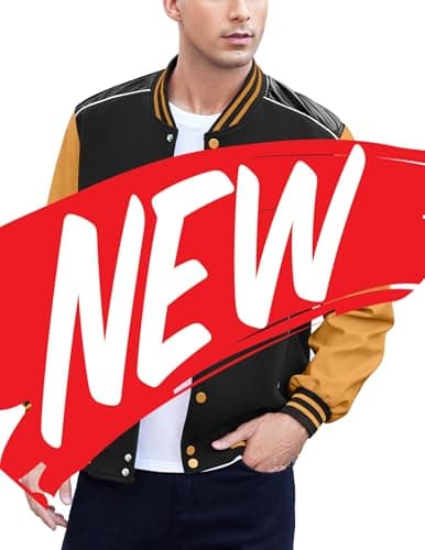 COOFANDY Mens Varsity Leather Sleeve Baseball Jacket Coat