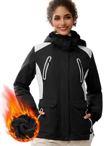 FREE SOLDIER Women's Waterproof Winter Ski Jacket Warm Fleece Lined with Hood