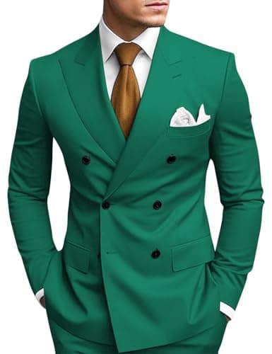 Double Breasted Suit Men Slim Fit 2 Piece Wedding Prom Set