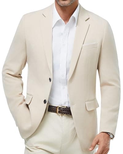 WULFUL Men's Slim Fit Casual Blazer Jacket - Lightweight Sport Coat