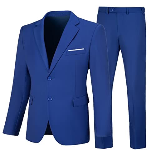 Elionm Men's Slim Fit 2-Piece Business Wedding Tuxedo Suit Jacket and Pants