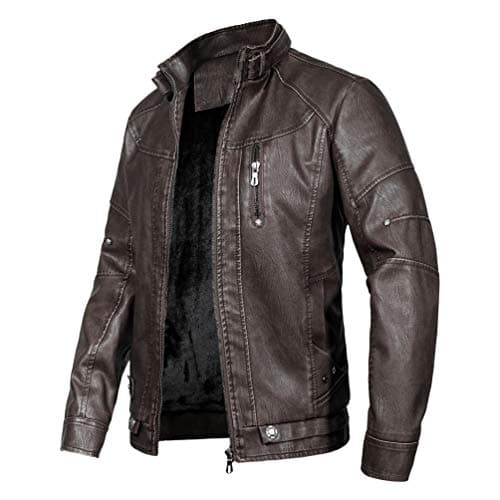 WULFUL Men's Vintage Leather Motorcycle Jacket
