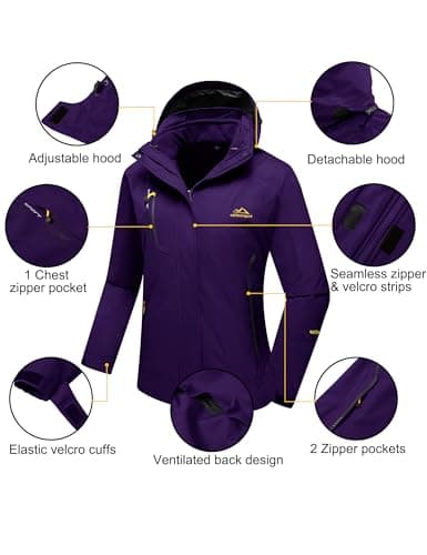 MAGCOMSEN Women's 3-in-1 Winter Snow Ski Jacket