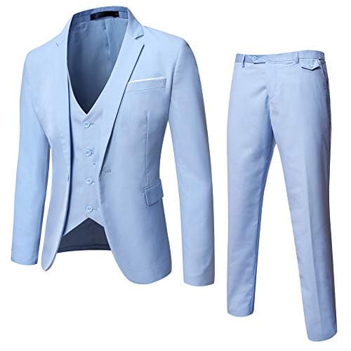 WULFUL Men’s Slim Fit 3-Piece Suit: Blazer, Vest & Pants for Business and Weddings