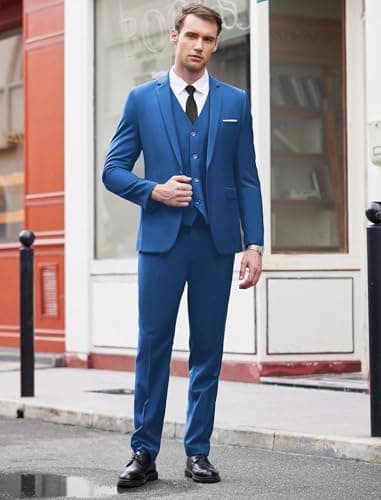 COOFANDY Men's 3 Piece Slim Fit Wedding Suit Set Groom Tuxedo