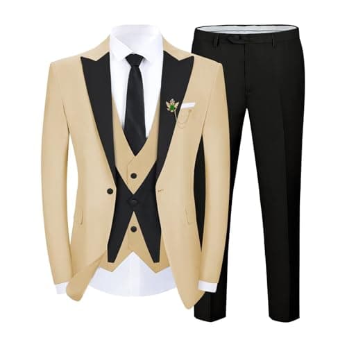 SPTALLFITJSV Slim Fit 3-Piece Men's Wedding Suit Set