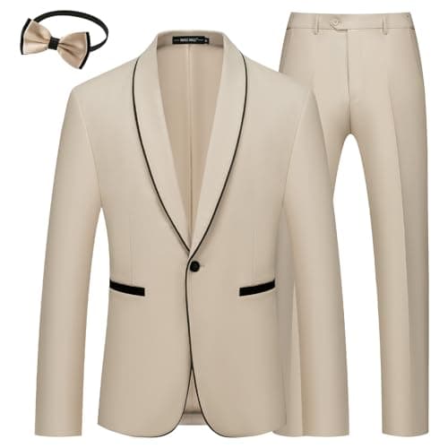 MAGE Mens Clashing Color Tuxedo Suit with Shawl Lapel Jacket and Pants