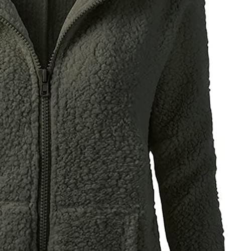 YMADREIG Women's 2023 Winter Fuzzy Fleece Zip-Up Hoodie Coats Plus Size Warm