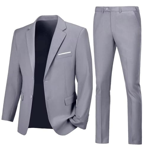 Lynerun Men's Slim Fit 2-Piece Prom Tuxedo Suit Jacket and Pants Set