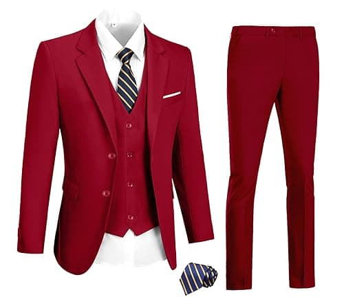 DOISPON Men's 3-Piece Slim Fit Suit
