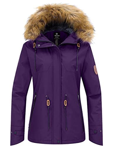 Wantdo Women's Waterproof Insulated Fleece Hooded Ski Jacket