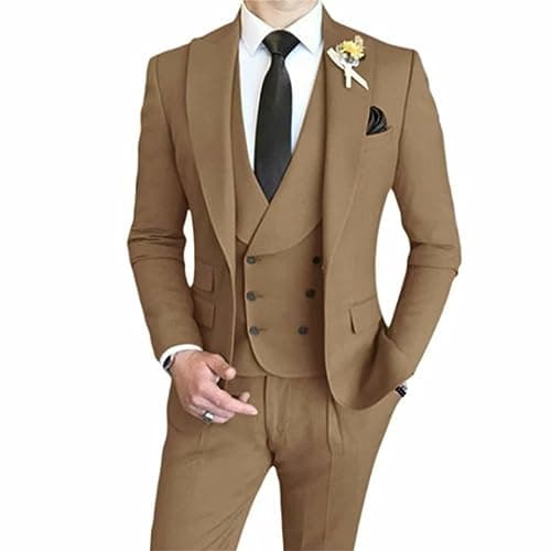 AufewB Men's Elegant Solid One-Button Slim Fit Party Suit Set