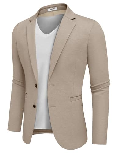 COOFANDY Men's Casual Two-Button Knit Blazer Lightweight Sport Coat Suit Jacket