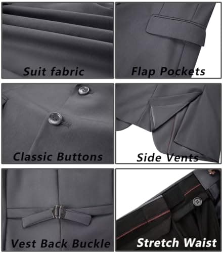 Pyiuhs Slim Fit 3 Piece Wedding Groomsmen Suit Set