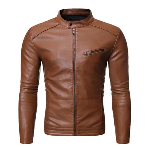Maiyifu-GJ Men's Black Slim Fit Casual Motorcycle Jacket