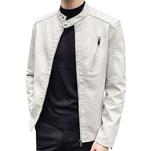 Men's Slim Fit Faux Leather Motorcycle Jacket