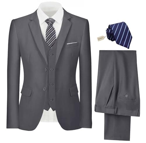 Pyiuhs Slim Fit 3 Piece Wedding Groomsmen Suit Set