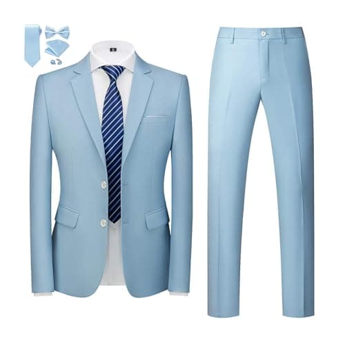 MOGU Men's Slim Fit Prom Tuxedo 2-Piece Suit (Jacket + Pants)