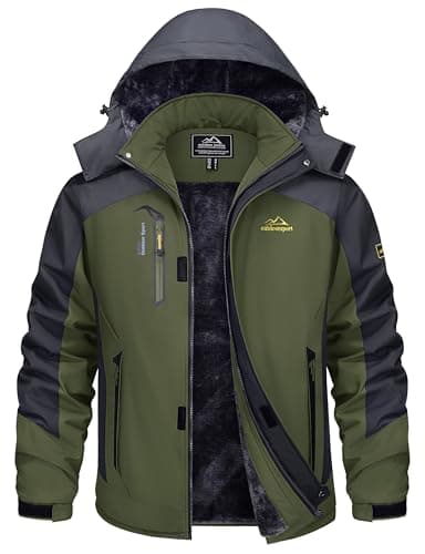 TACVASEN Men's Winter Water-Resistant Fleece Snow Ski Military Tactical Parka Jacket Raincoat
