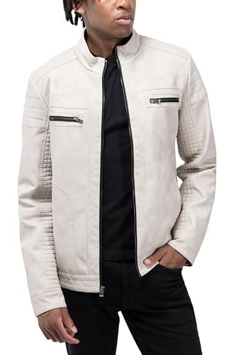 X RAY Men's Hooded PU Leather Jacket, Black, Large