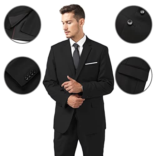 Elionm Men's Slim Fit 2-Piece Business Wedding Tuxedo Suit Jacket and Pants