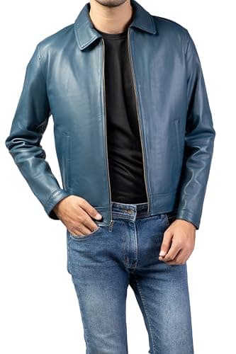 Premium Leather Jacket for Men - Classic Polo Collar Style for Everyday Wear