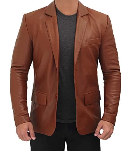 Black & Brown Real Lambskin Leather Blazer for Men