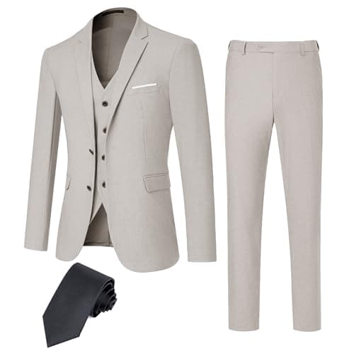 TweedLad DEETRUST Men's Slim Fit 3-Piece Suit Set