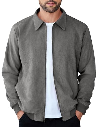 Men's Casual Suede Bomber Jacket
