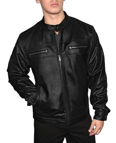 Men's Genuine Leather Racing Motorcycle Jacket